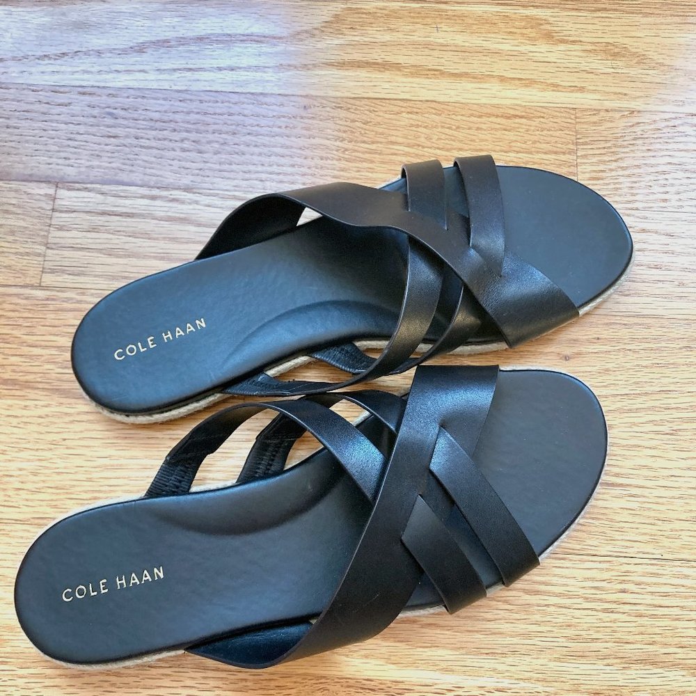 Cole Haan Florens Slide Sandal Black Leather 9B 39. (Never worn)